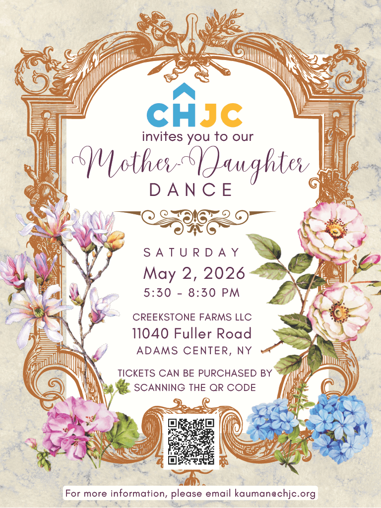 Flyer: CHJC Mother-Daughter Dance, Saturday May 2 2026, 5:30â€“8:30 PM, Creekstone Farms LLC, Adams Center, NY